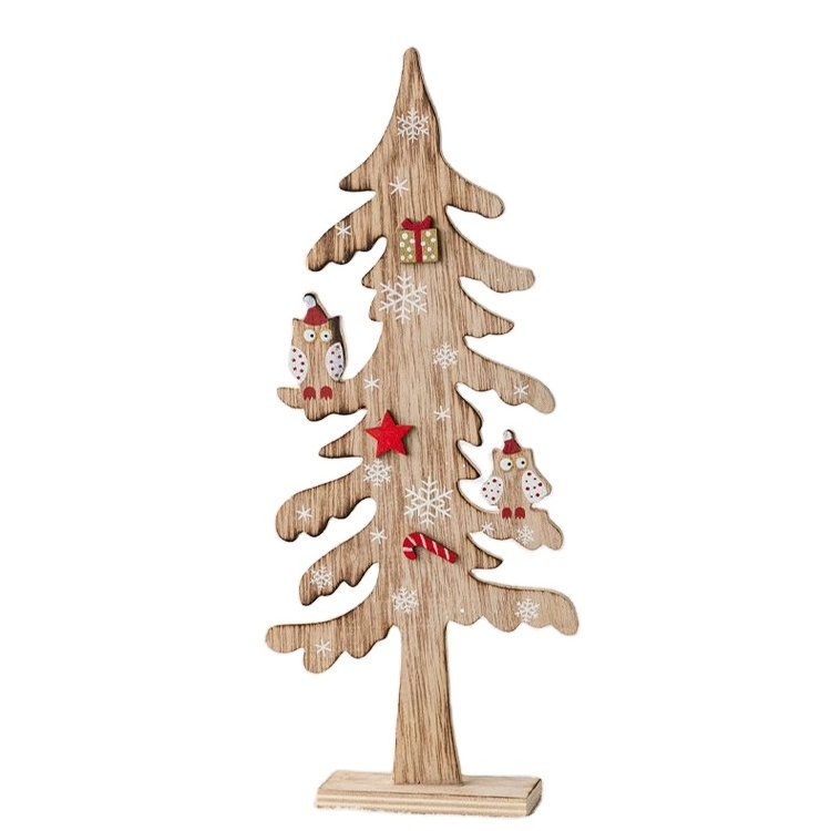 Wholesale Natural Small Wooden Christmas Tree Small Wood Christmas Tree Ornaments