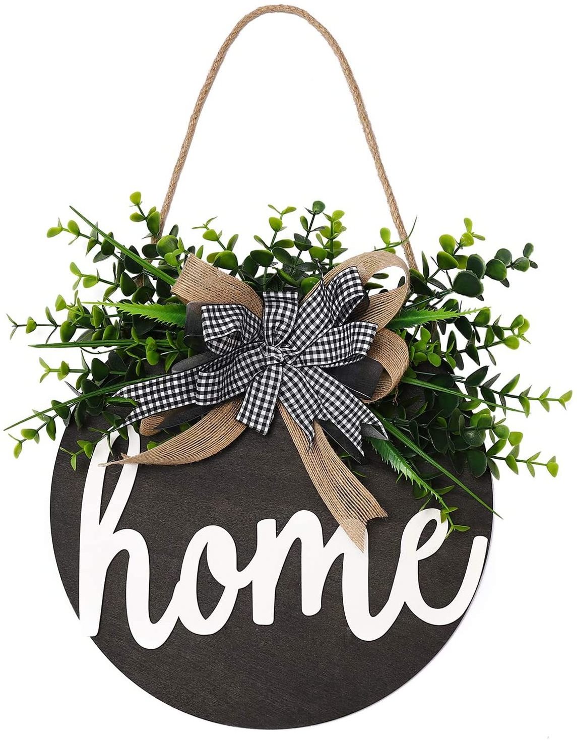 wooden sign hello welcome Front Door Round Wood wall Hanging wooden home decoration