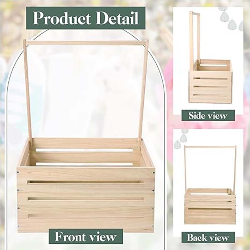 Wooden Baby Shower Crate Closet  Baby Basket with Handle Storage Crate Hamper Wooden Gift Crate