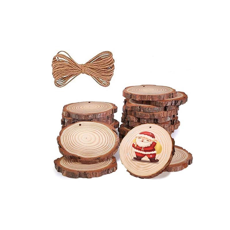 Natural wood card, unfinished wooden discs with pre drilled wood round disc for DIY craft ornaments