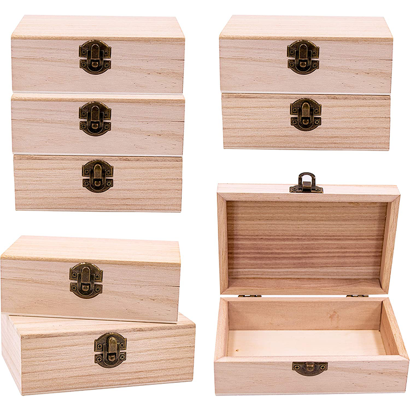 Mini wood crate 8 Pk  for Crafts Small Wooden Storage Crates Container Empty Gift Boxes Unfinished Wood Boxes