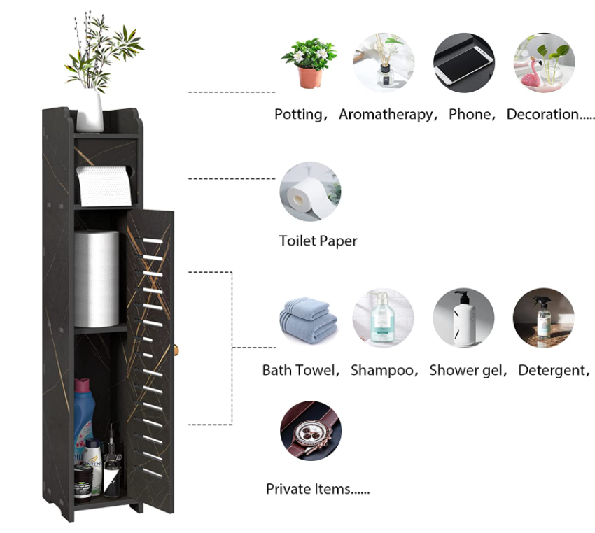 Bathroom Locker High toilet Paper storage rack Floor-to-ceiling utility storage cabinet with door and shelf