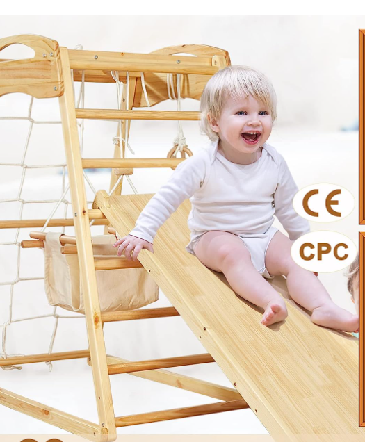 Wooden climbing toy indoor playground Jungle Gym swing slide Wooden climbing frame