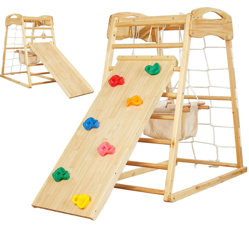 Wooden climbing toy indoor playground Jungle Gym swing slide Wooden climbing frame