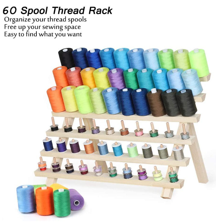 Wooden Sewing Quilting Embroidery Hair-braiding Rack Wall hanging wooden thread rack 60 bobbin sewing thread rack