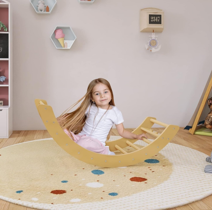 Children's Montessori Rocking Chair Climbing Arch Rocking board game set wooden rocking horse bow