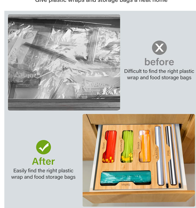 Zip-lock Storage Bag Plastic Packaging dispenser 6 in 1 2 aluminum foil  plastic packaging storage box Ziplock Bag Storage