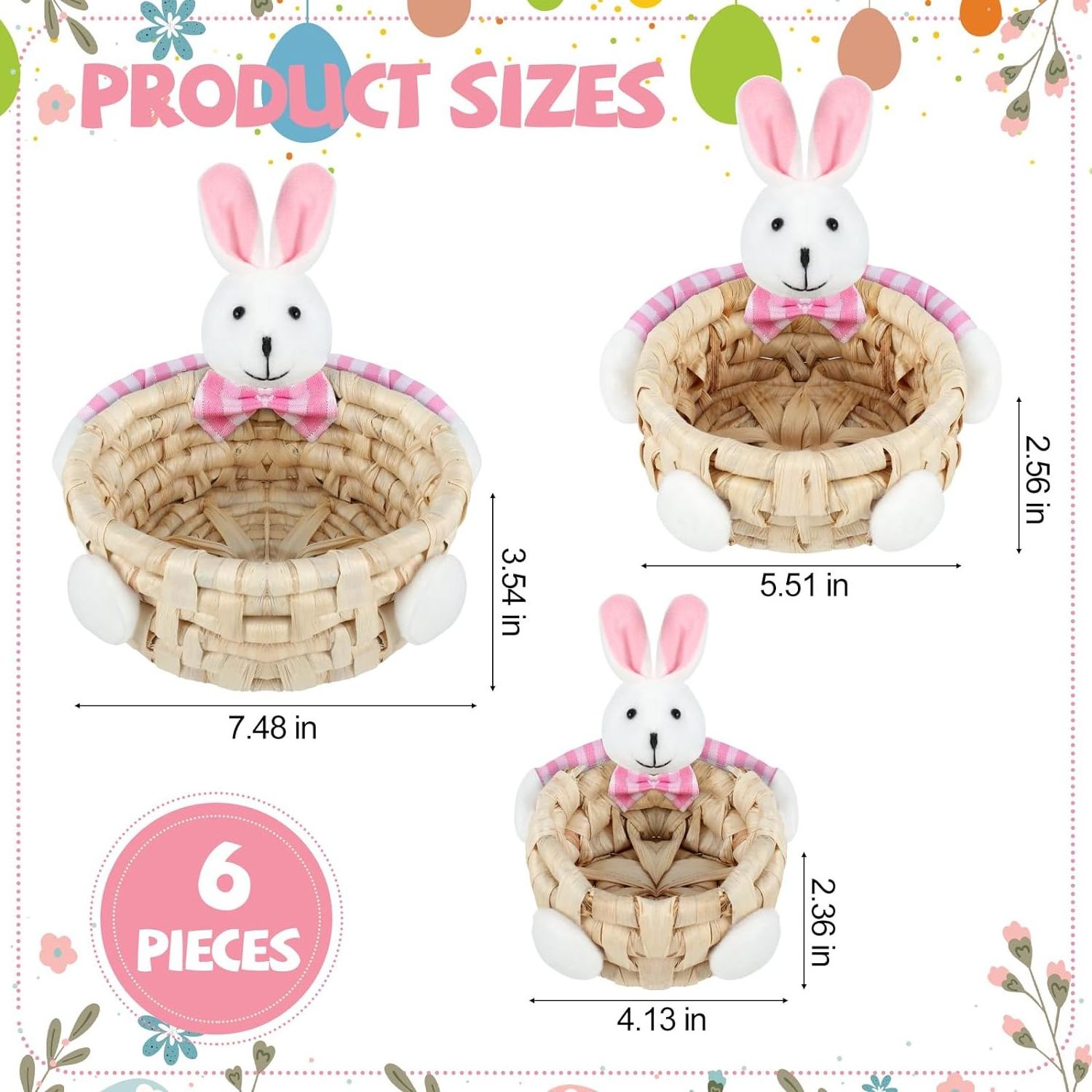 Wholesale Handwoven Artifact Decoration Woven Corn Husk Storage Basket Easter Bunny Egg Basket For Gift And Table Decoration