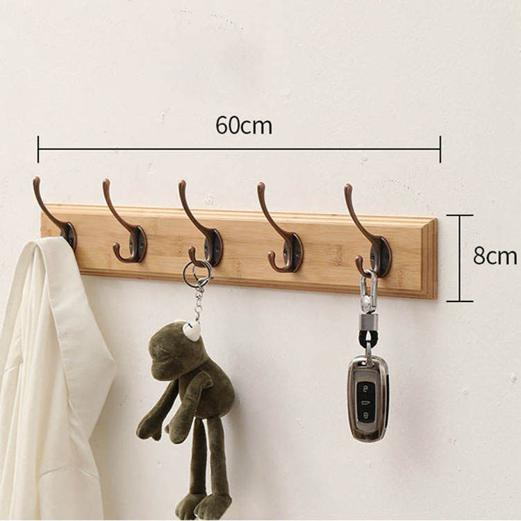 Wooden Wall Mounted Hanging Stainless Steel Robe Coat Cloth Hook Aluminium Metal Wall Hook