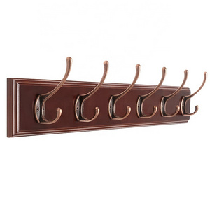 Brown Hook Rack Wall Mounted Coat Rack for Entryway Bathroom Closet Room with 4 Tri-Hooks for Clothes