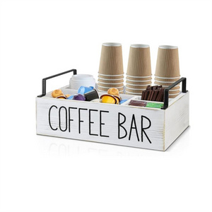 Coffee Station Organizer Wooden Coffee Bar Accessories Organizer Farmhouse Coffee Pod Storage Holder