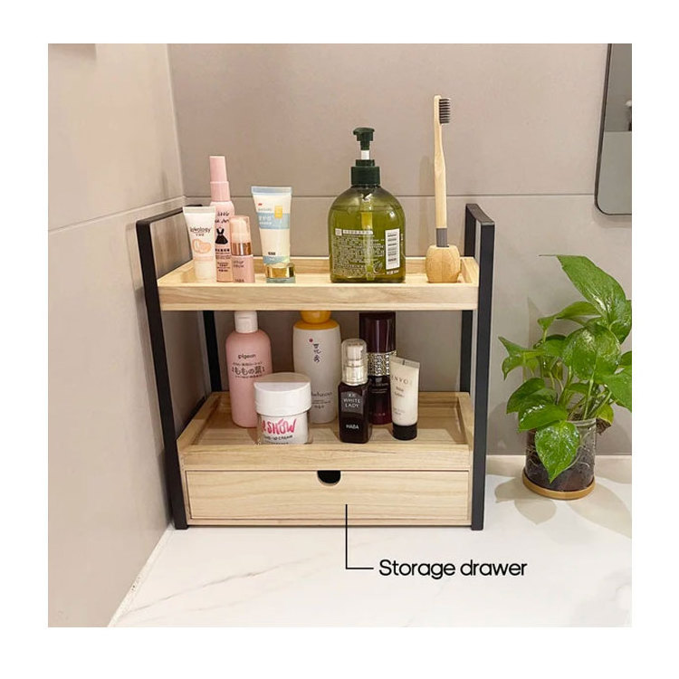 SOPEWOD 2-Tier Wood Bathroom Counter Organizer for Corner Shelf, Versatile Storage Solution for Countertop, Vanity, and Kitchen