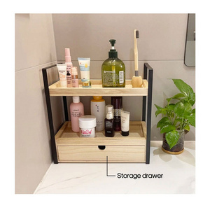 SOPEWOD 2-Tier Wood Bathroom Counter Organizer for Corner Shelf, Versatile Storage Solution for Countertop, Vanity, and Kitchen