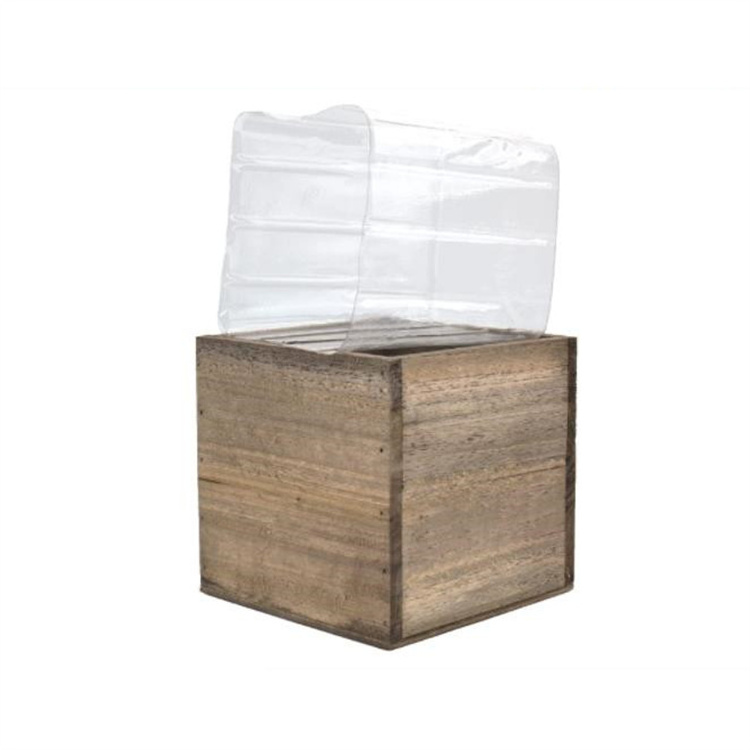 Custom Size Decorative Window Box Wood Square Cube Planter Box With Removable Plastic Liner