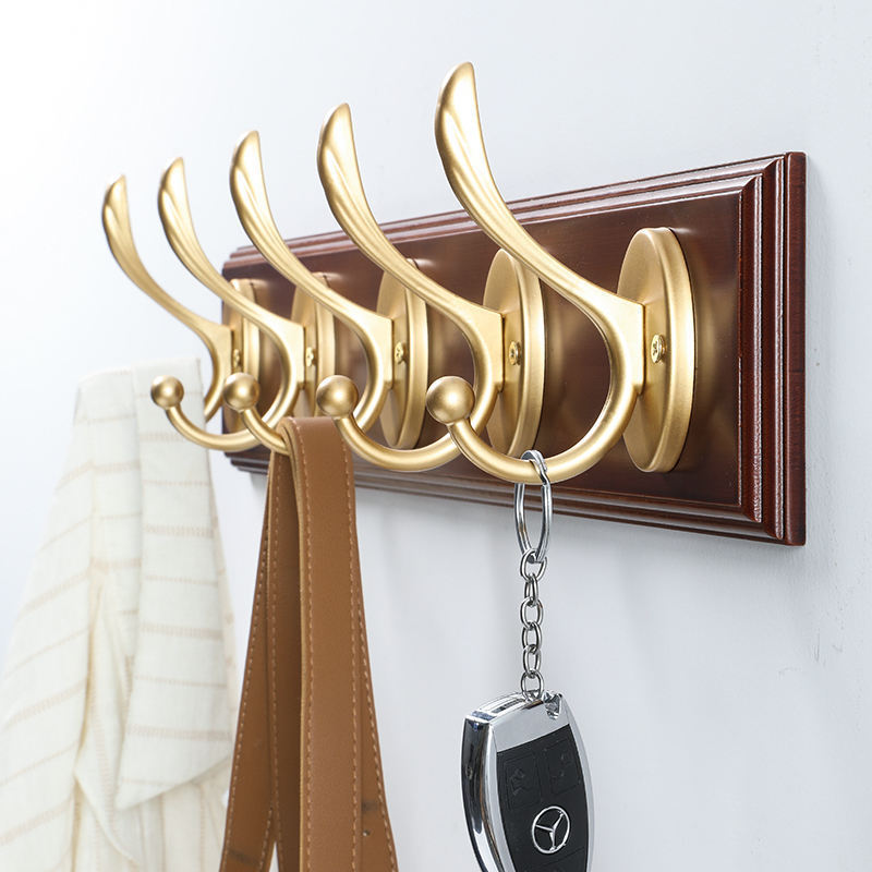 Wooden Wall Mounted hanging Stainless Steel Robe Coat Cloth Hook Aluminium Metal Wall Hook