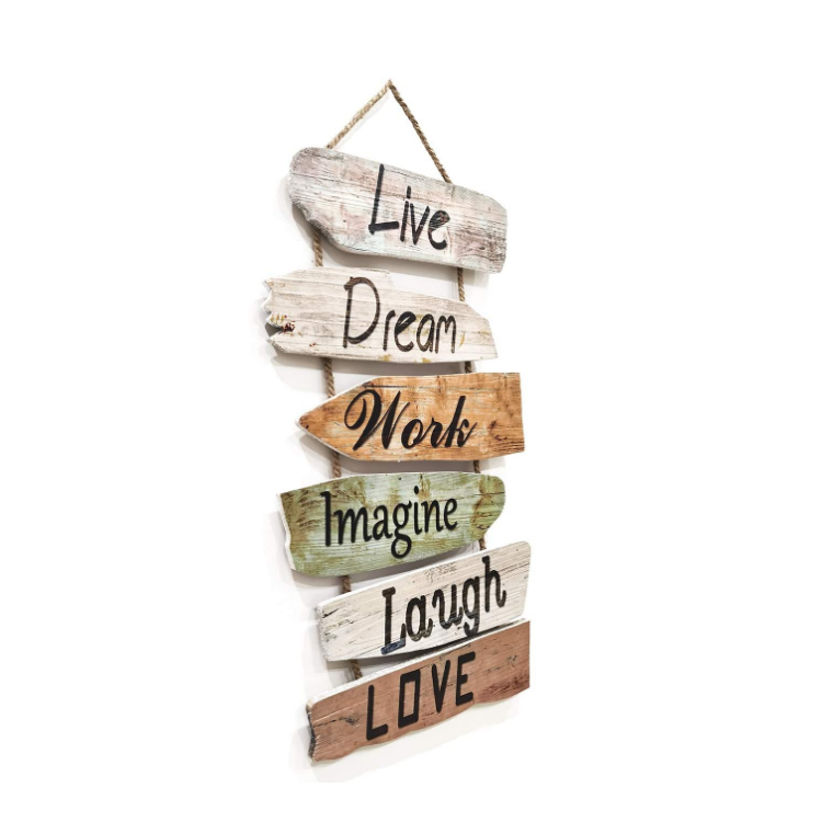 Latest Version Unique Live Dream Work Imagine Laugh Love Fir Wood Wall Decoration For Home Decor