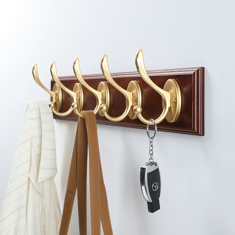 Wooden Wall Mounted hanging Stainless Steel Robe Coat Cloth Hook Aluminium Metal Wall Hook