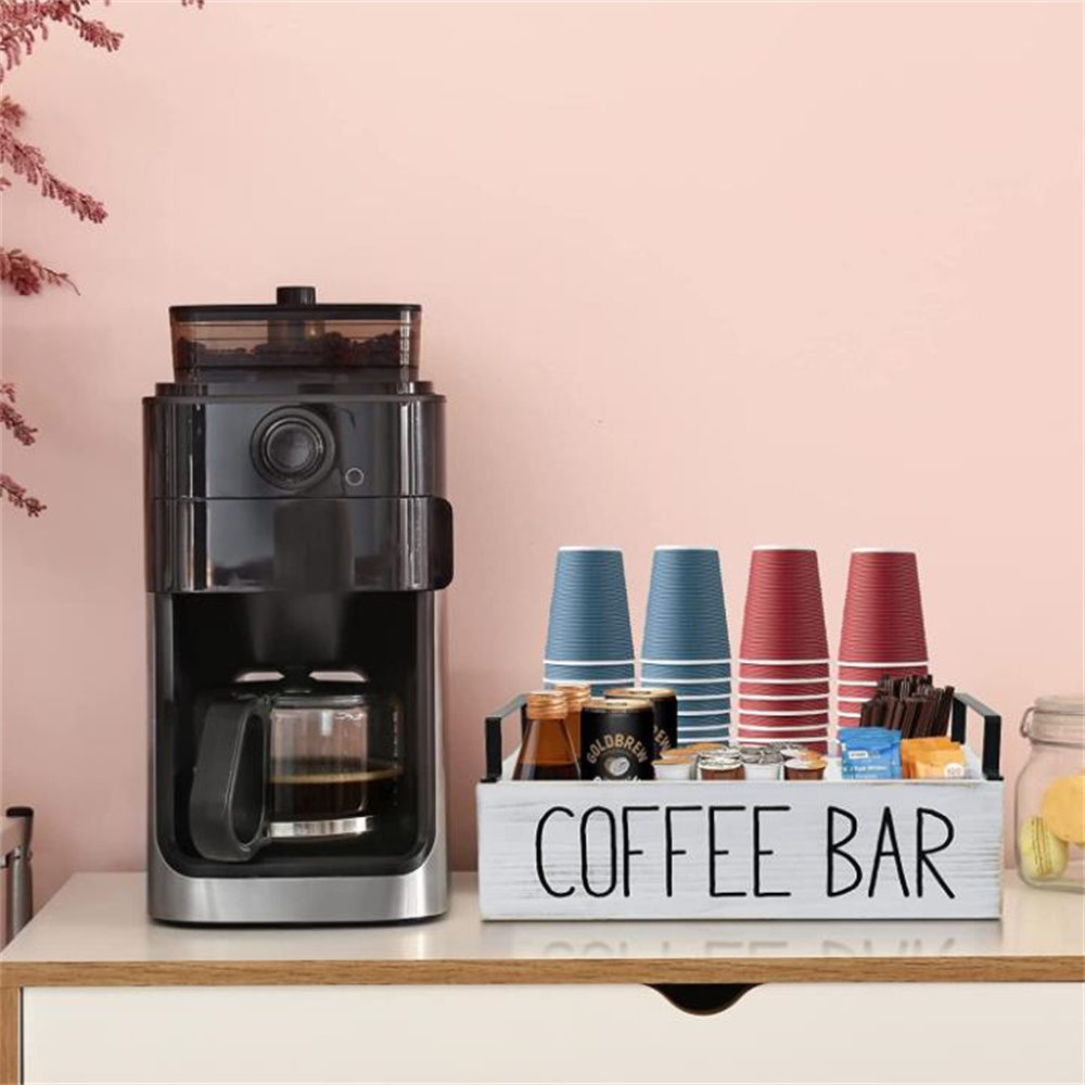 Coffee Station Organizer Wooden Coffee Bar Accessories Organizer Farmhouse Coffee Pod Storage Holder