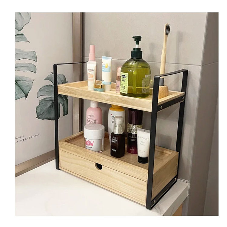 SOPEWOD 2-Tier Wood Bathroom Counter Organizer for Corner Shelf, Versatile Storage Solution for Countertop, Vanity, and Kitchen