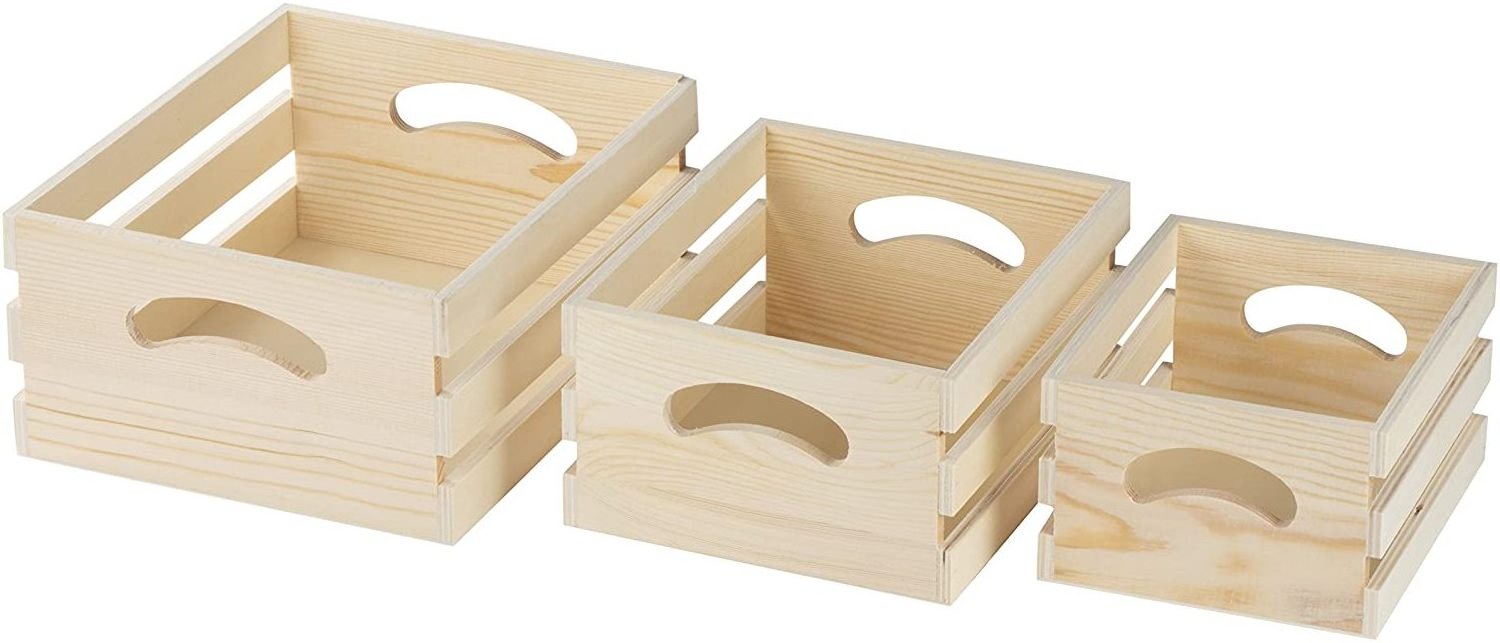 Diy Unfinished Solid Wood Mini Small Wood Crates Box For Keeping Items Organized