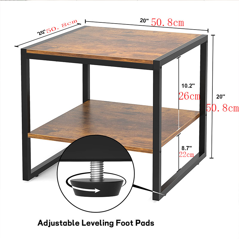 factory custom side table square modern night stand double storage shelves small coffee table living room bedside