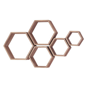 Wall Shelf Home Decor Wooden Floating Cube Hexagon Wall Hanging Shelf for Living Room