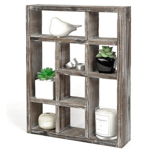 Modern Wood hanging Decor Home Accessories Organizer 4 Square cube Intersecting Wall