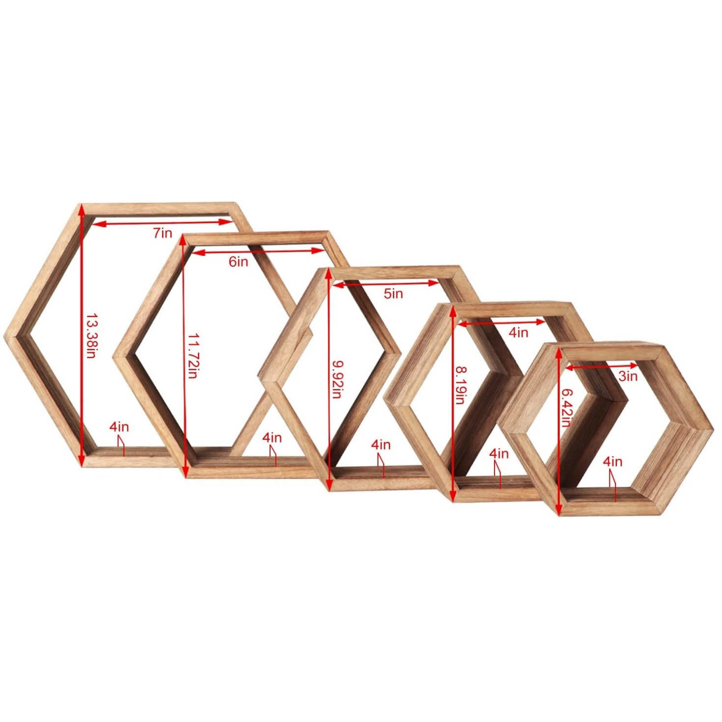 Wall Shelf Home Decor Wooden Floating Cube Hexagon Wall Hanging Shelf for Living Room