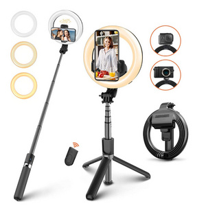 Portable 5" Selfie Ring Light detachable L07 Tripod Blue Tooth Shutter Selfie Stick With Led Light