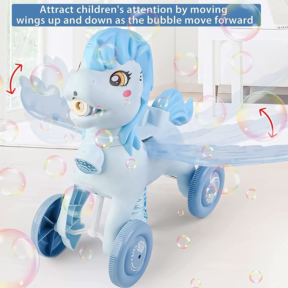 Summer toys new style handle electric bubble machine colt trolley toy outdoor kid stroller cart bubble toy with light and music