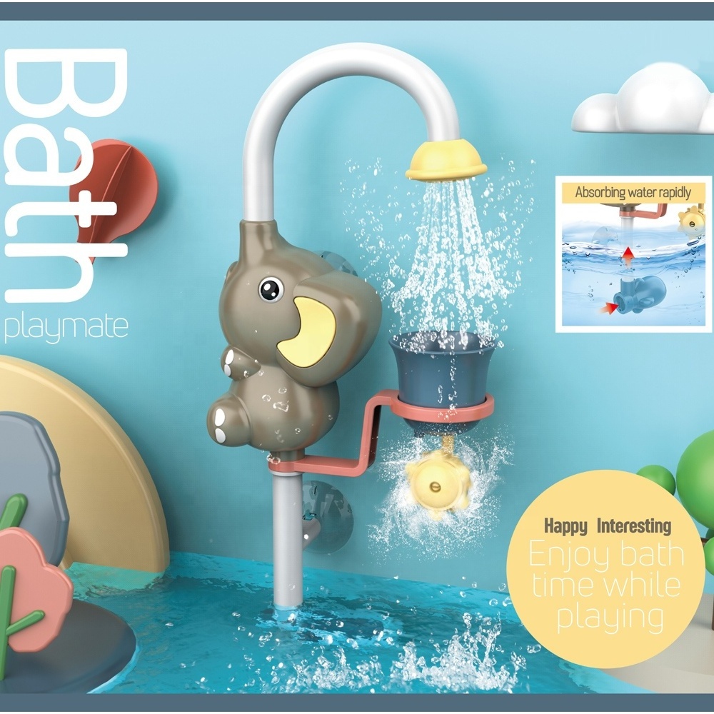 Baby electric cartoon elephant bath sprinkler toys kids bathroom faucet bathtub play plastic water spray shower bath water toy