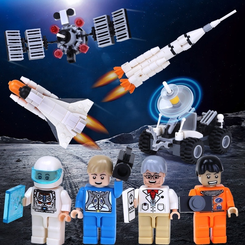 76pcs science toy bricks DIY assembling building blocks shuttle rocket launch satellite space toys aerospace theme blocks toy