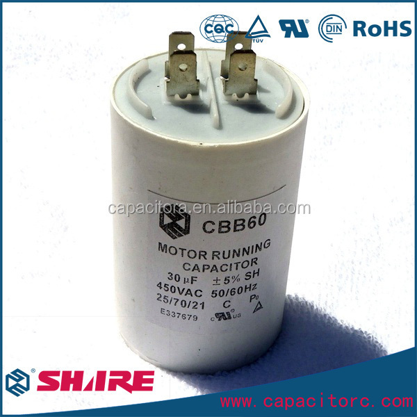 cbb60 capacitor 450vac 50/60hz 25/70/21 cable lead cbb60 start capacitor