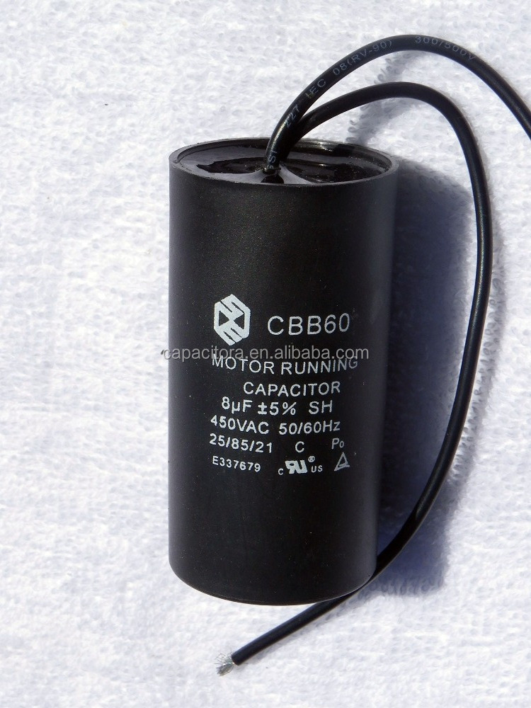 cbb60 capacitor 450vac 50/60hz 25/70/21 cable lead cbb60 start capacitor