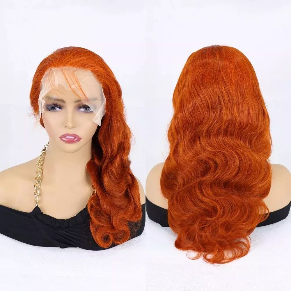 #350 Ginger Orange Brazilian Body Wave Human Hair 13x4 Transparent Lace Front Wigs for Black Women Full Lace Human Hair Wigs