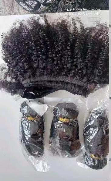 Afro Kinky Human Hair Kinky Curly Hair Hair Paypal Fedex with Closure , Unprocessed Raw Virgin Mongolian Malaysian 3 Bundles