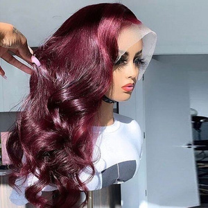 Free ship 9a virgin hair 1b/99j two tone ombre colored hair Wig,two tone ombre burgundy red color lace front wigs with baby hair