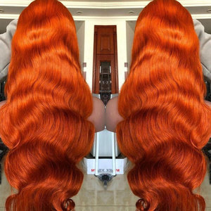 #350 Ginger Orange Brazilian Body Wave Human Hair 13x4 Transparent Lace Front Wigs for Black Women Full Lace Human Hair Wigs