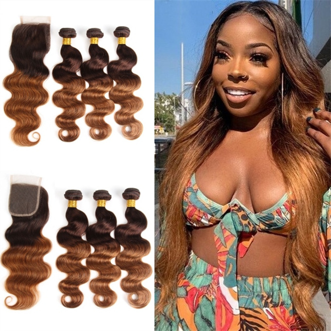 8A Blonde Weave 4 30 Body Wave Cheap two Tone Ombre Brazilian Hair Ombre Human Hair