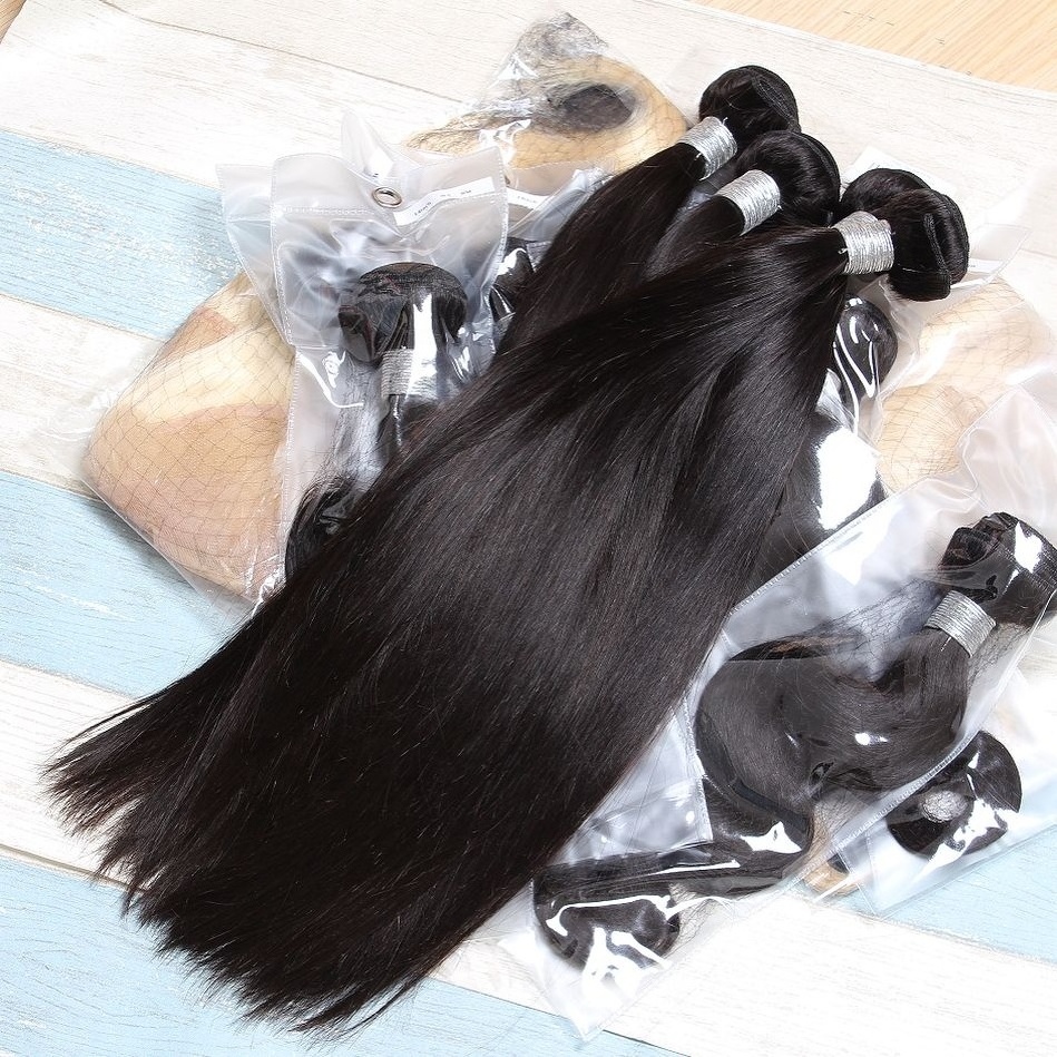 100 Natural Original Raw Indian Human Hair, Customized Style Long Wave Cuticle aligned Virgin Hair weave Bundles