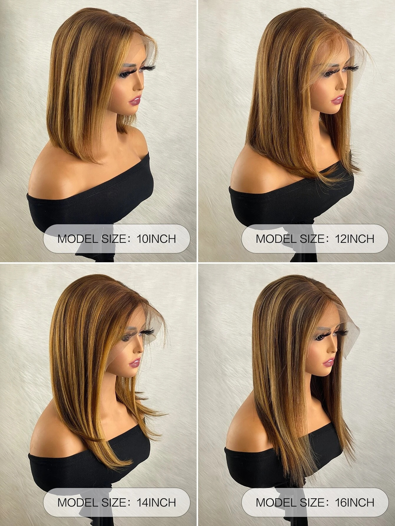 Mix Color Highlight Honey Blonde Lace Front Bob Wig , Glue-less  Piano Color Human Hair Lace Closure Wig For Black Women