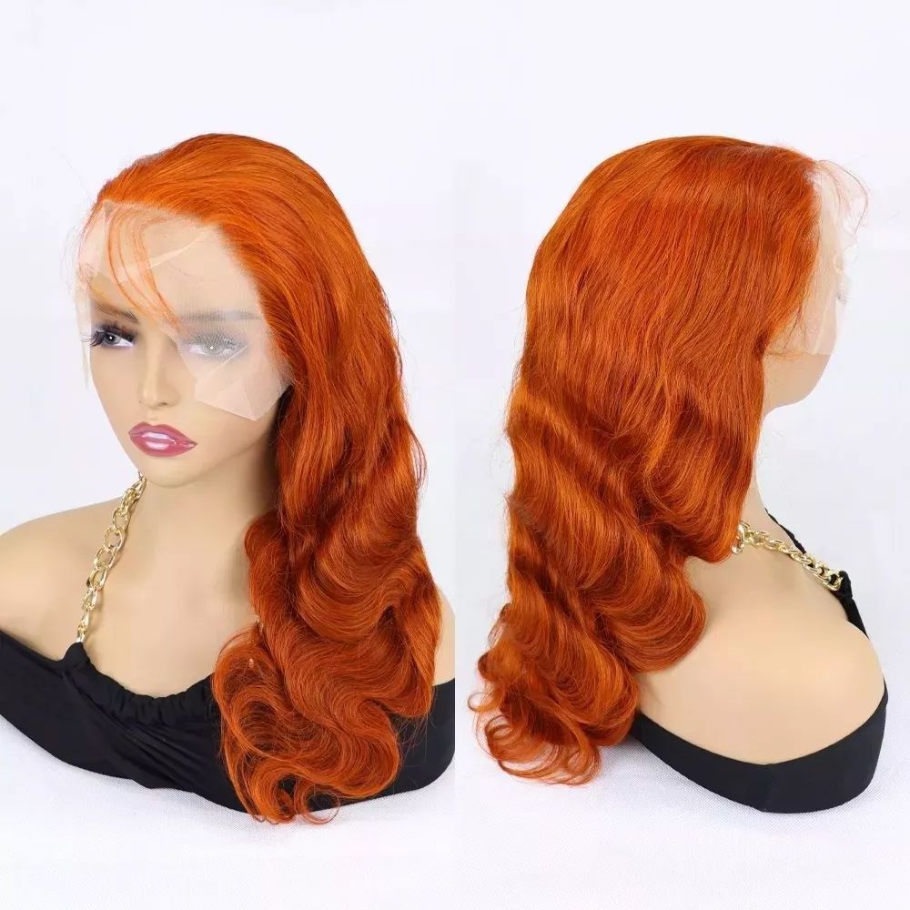 #350 Ginger Orange Brazilian Body Wave Human Hair 13x4 Transparent Lace Front Wigs for Black Women Full Lace Human Hair Wigs