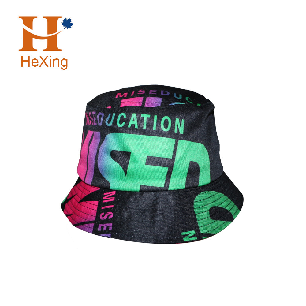 Headwear Summer Outdoor Sun Packable Washed Beach Black Polyester Round Brim Bucket Hat Outdoor Fishing Quick Dry Sun Hat