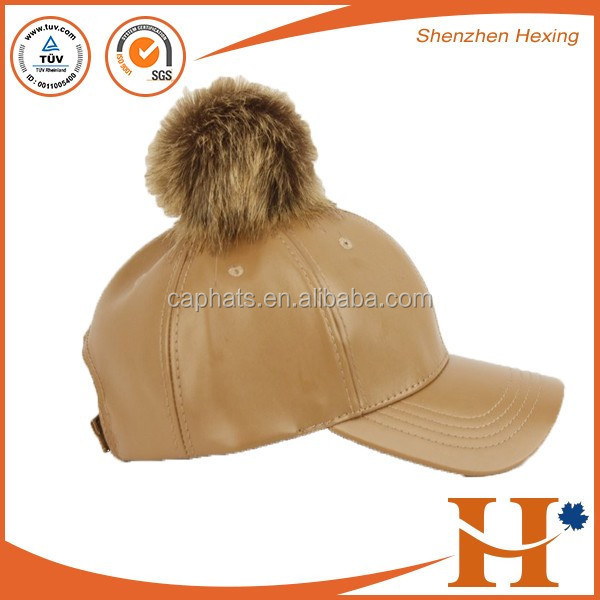 Custom Made Suede Winter Baseball Cap With Pom Embroidery Cool Design Leather Men Baseball Fur Pom Hats