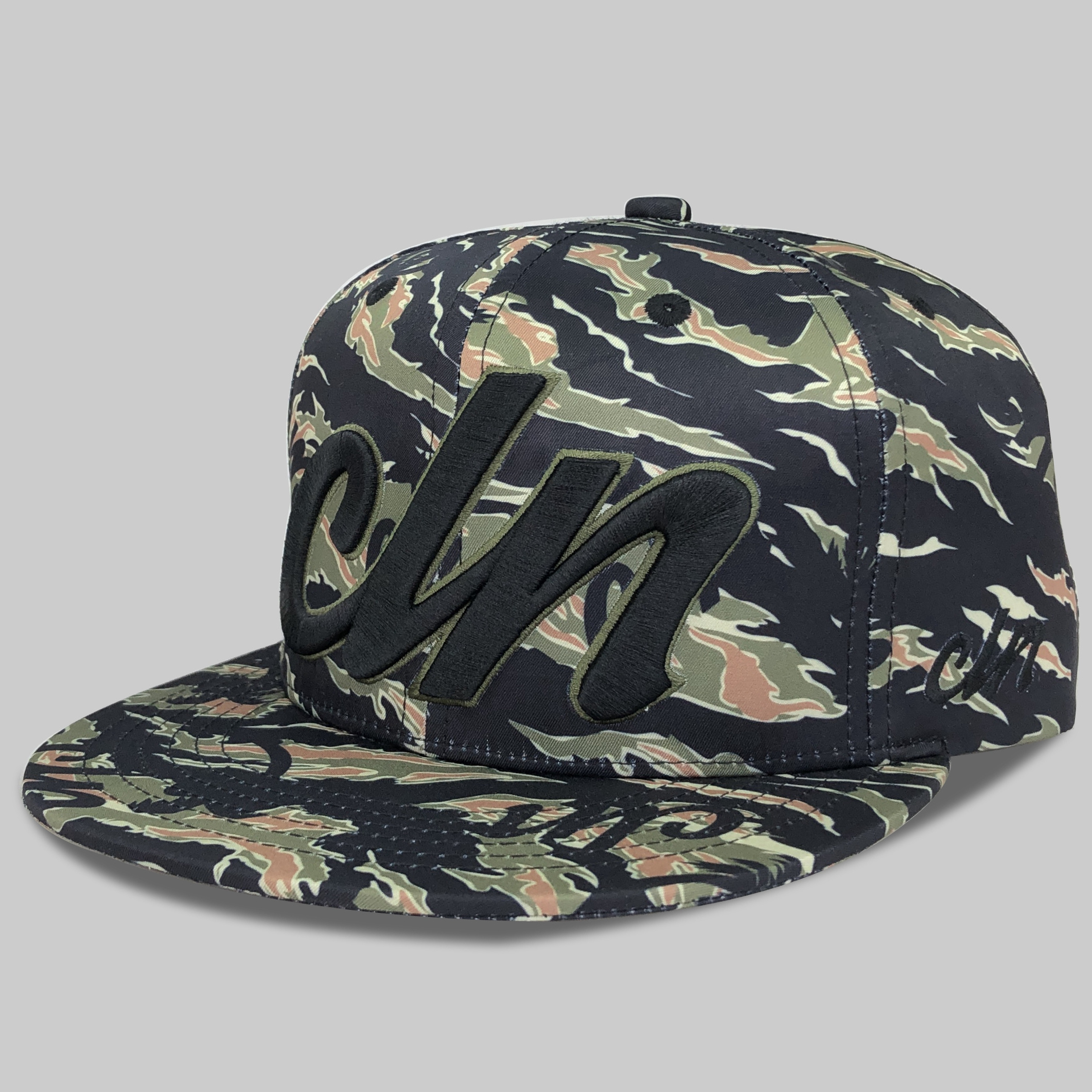 Custom Waterproof Camouflage Flat brim Cap 6 Panel 100% Cotton Running Blank Sandy Camo Snapback Cap Baseball Cap Camo Hat