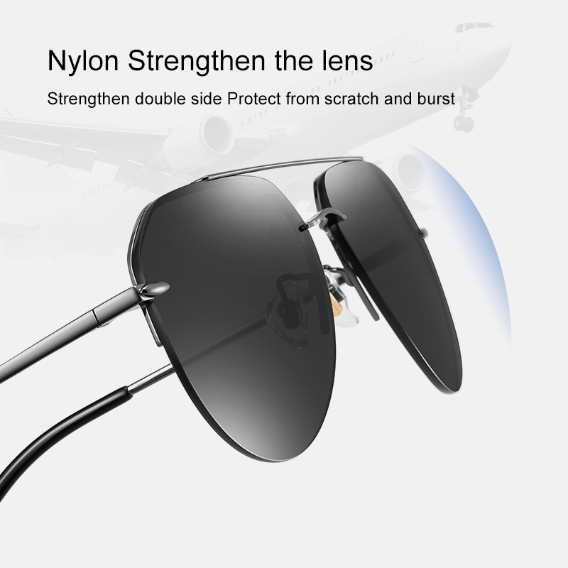 CAPONI Classical Designer Brand Half-frame Hand Polished With Nylon Lens Pilot Sunglasses Mens Polarized UV400