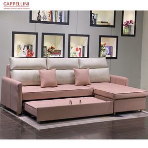 Living Room Sofa Cum Bed Leather 3 Seater Couch Retractable Fabric L Shaped Corner Sofa