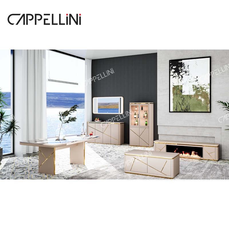 Modern Luxury Wood TV Cabinet And Coffee Table Set Home Furniture Living Room Wooden TV Stand With Electric Fireplace