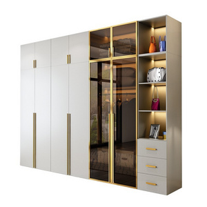 Best seller new bedroom furniture white luxury large wardrobe with glass double doors,wardrobe closet organizer