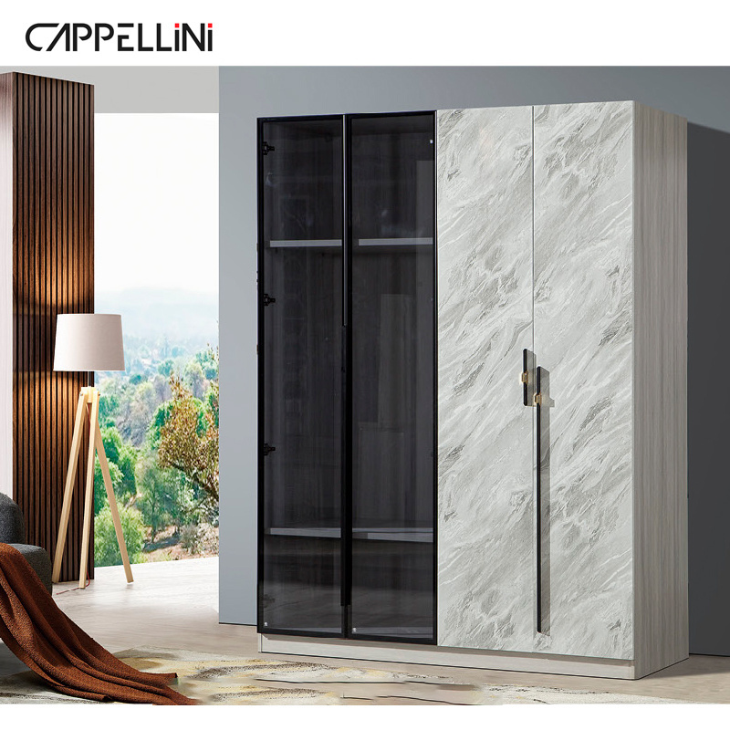 Hot Sale Modern Cheapest Wardrobe Simple Melamine Wooden 3 Doors 4 Doors Clothes Wardrobe Closet With Mirror